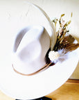 Boho Western Wedding Floral & Feather Bridsmaid Hat in Bone 984r