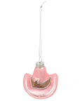 Glass Pink Cowgirl Hat Ornament