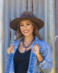 Western Copper Hoop Earrings w/ Blue Lapis Beads 225w