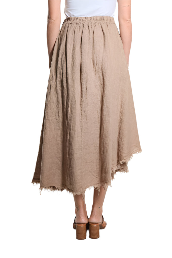 Tina Stephens Maureen Diagonal High Low Linen Skirt SS104