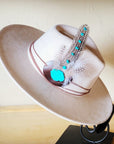 Turquoise Accent Guinea Feather & Leather Hat Band Only 952e