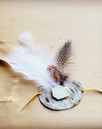 White/Gold Feather w/ White Metallic Hat Band (Band Only) 983L
