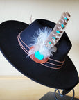 Turquoise Accent Turkey Feather Hat Band + Choice of Hat 986j