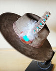 Turquoise Accent Turkey Feather Hat Band + Choice of Hat 986j