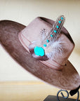 **Boho Western Hat w/ Choice of Feather Hat Band-Taupe 982b
