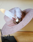 **Boho Western Hat w/ Choice of Feather Hat Band-Taupe 982b