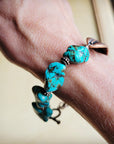 Blue Chunky Turquoise Feather Beaded Bracelet 809m