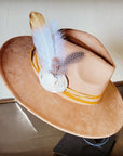 Cream Metallic Feather & Turquoise Slab Hat Band + Choice of Hat 986c