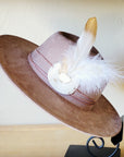 **Boho Western Hat w/ Choice of Feather Hat Band-Taupe 982b