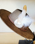 Cream Metallic Feather & Turquoise Slab Hat Band + Choice of Hat 986c