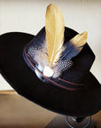 Black Gold Feather & Turquoise Slab Hat Band + Choice of Hat 986b