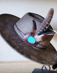 Turkey Feather & Turquoise Slab Hat Band + Choice of Hat 985z