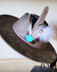 Guinea Marabou Feather & Turquoise Slab Hat Band + Choice of Hat 985y