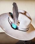 Guinea Marabou Feather & Turquoise Slab Hat Band + Choice of Hat 985y