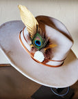 Peacock Gold Feather & Turquoise Slab Hat Band + Choice of Hat 985v