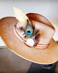 Peacock Gold Feather & Turquoise Slab Hat Band + Choice of Hat 985v