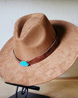 Cognac w/ Turq Slab Leather Band + Choice of Boho Hat 985r