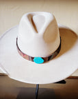Turquoise Navajo Turq Slab Leather Band + Choice of Boho Hat 985q