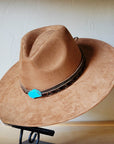 Turquoise Navajo Turq Slab Leather Band + Choice of Boho Hat 985q