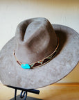 Turquoise Navajo Turq Slab Leather Band + Choice of Boho Hat 985q
