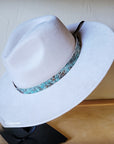 Turquoise Metallic Western Leather Band w/ Choice of Boho Hat 985f
