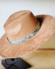 Turquoise Metallic Western Leather Band w/ Choice of Boho Hat 985f