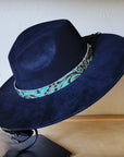 Cowboy Turquoise Western Leather Band w/ Choice of Boho Hat 984y