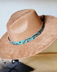 Cowboy Turquoise Western Leather Band w/ Choice of Boho Hat 984y