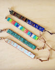 **Woven Picasso Jasper & Lapis Beaded Bracelet 809z
