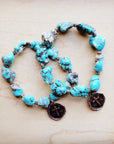 Chunky Blue Turquoise Beaded Bracelet 809o