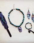 **Natural Turquoise Stretch Bracelet w/ Indian Charm 809u