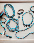 **Blue Turquoise Collar Necklace w/ Feather Pendants 259m