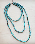 Genuine Blue Turquoise Triple Strand Necklace 259h