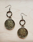 Antique Gold Indian Buffalo Head Earrings 221f
