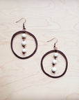 Western Copper Hoop Earrings w/ White Turquoise Beads 224g