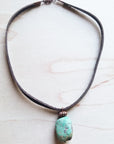 Leather Choker with Genuine Natural Turquoise Accent 242z