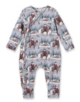 Cowboy Christmas Bamboo Zipper Romper - Convertible Cuffs