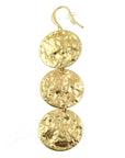 Hammered Silver and gold three Coins Earrings