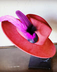Boho Western Hat w/ Feather Tie Hat Band-Rust 982t