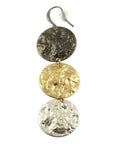 Hammered Silver and gold three Coins Earrings
