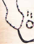 **Frosted Marble Jasper and Wood Earrings (220g)