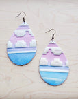 **Leather Teardrop Earring- Pastel Navajo 224y