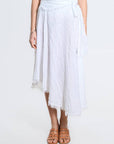 Tina Stephens Maureen Diagonal High Low Linen Skirt SS104