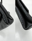 Burberry Signature Grain Leather Check Embossed Langley Black Crossbody