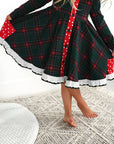 Gigi and Max Kane Tartan & Ruby Dot Christmas Tartan Button Dress