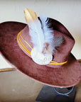 **Boho Western Hat w/ Choice of Feather Hat Band-Brown 982d