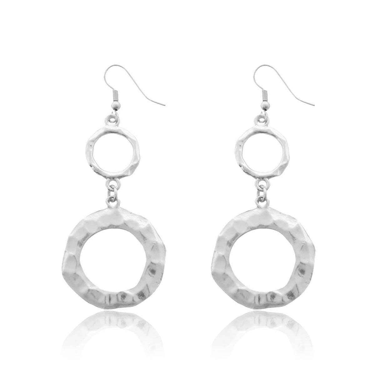 Karine Sultan Hammered Circle Drop Earrings