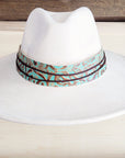 Wide Genuine Leather Cowboy Turquoise Hat Band 953u