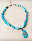Chunky Turquoise Necklace w/ Natural Teardrop Pendant 249m