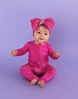 Evelyn Dot Ruffle Zip Bamboo Valentines Day Baby Outfit Dot
